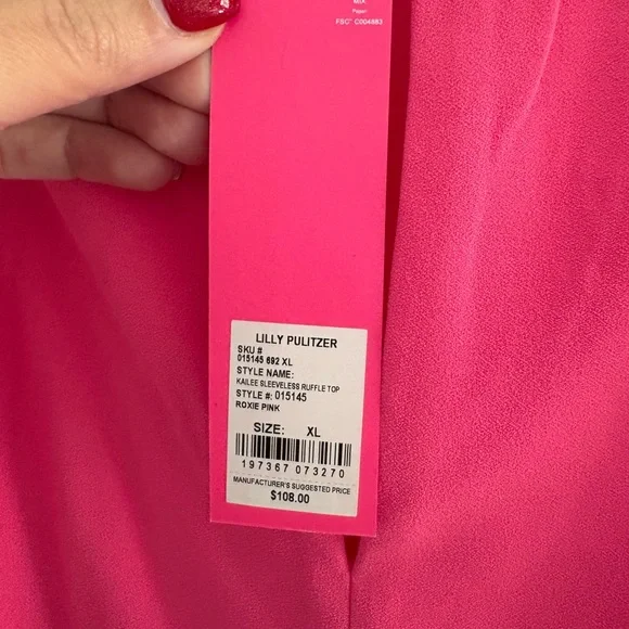 Lilly Pulitzer Kaliee Pink Ruffle Sleeveless Top - Picture 3 of 5